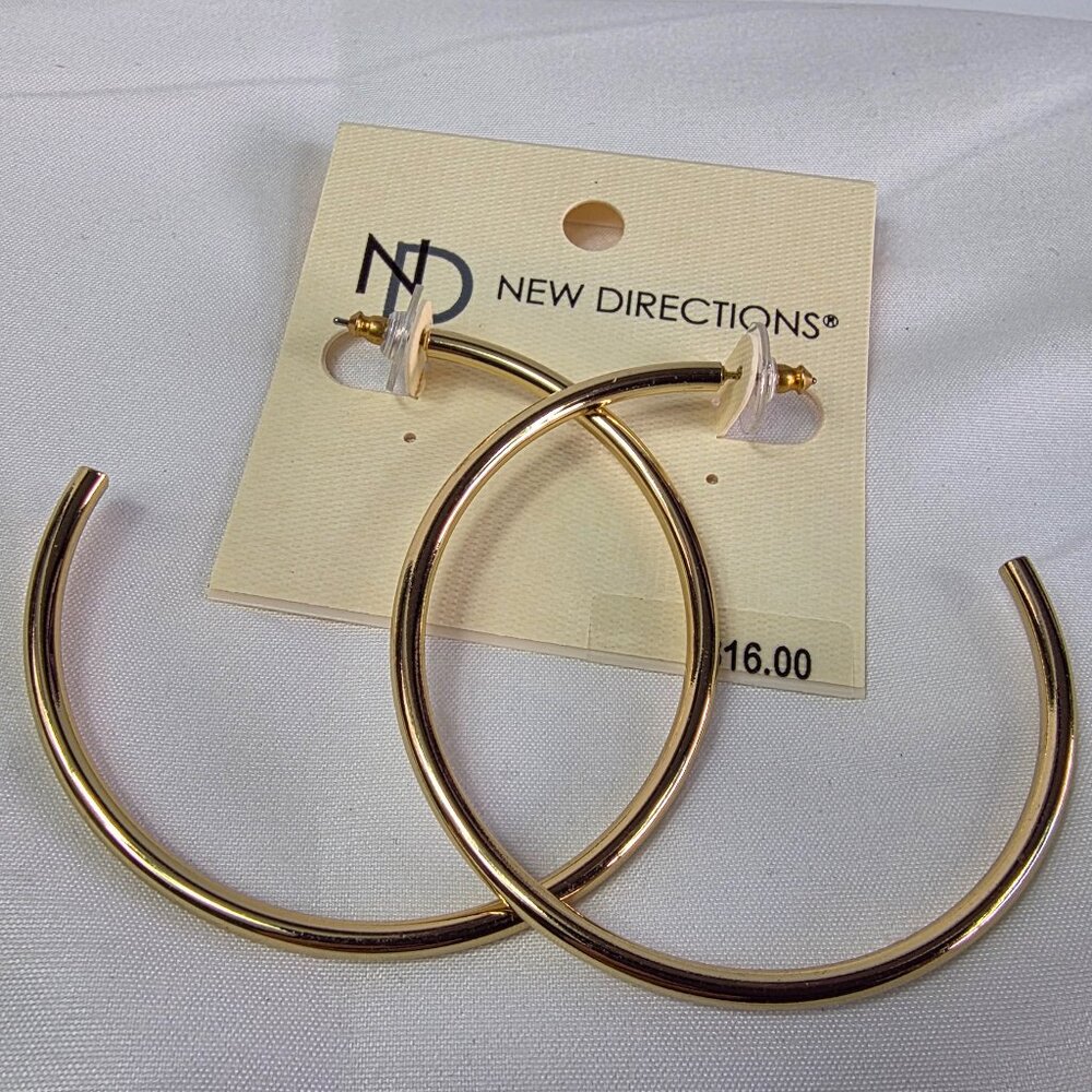 New Directions Peirced Hoop Earrings Gold-Tone